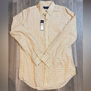 NWT Ralph Lauren Cream Windowpane Design Button Down Size Med Business Casual